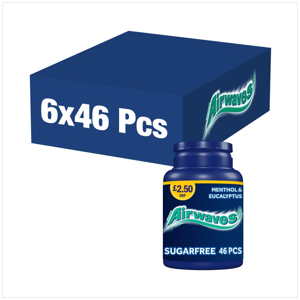 Airwaves Menthol & Eucalyptus Chewing Gum Bottle 46pcs