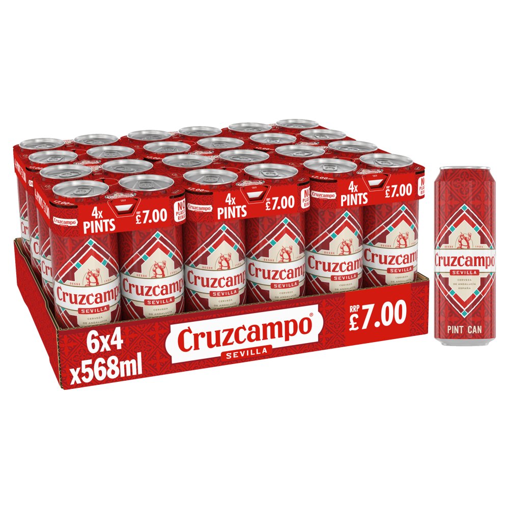 Cruzcampo Sevilla Lager Beer Pint Cans 568ml
