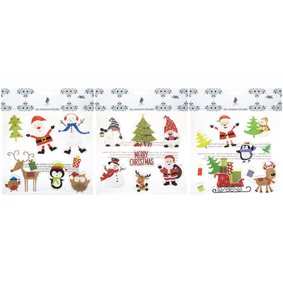 Christmas Printed Gel Window Stickers 20 x 20cm