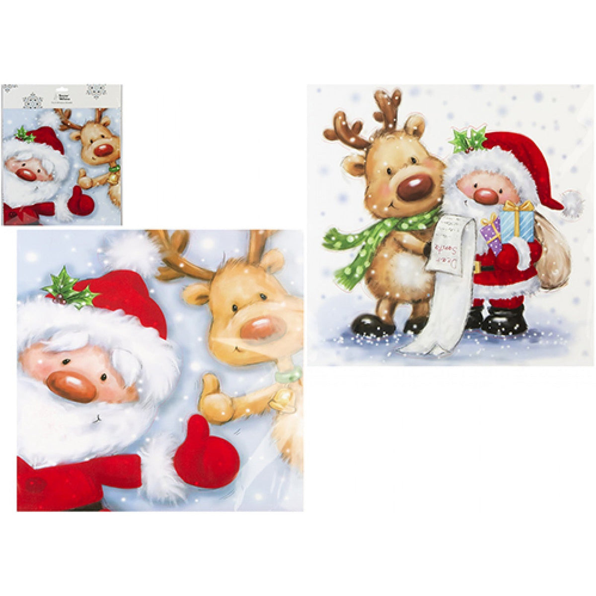 Christmas Flock Window Stickers 30.5 x 30.5cm (Santa and Reindeer)