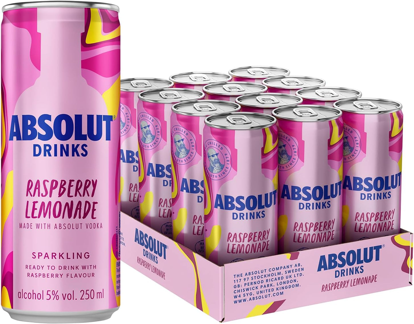 Absolut Vodka & Raspberry Lemonade 250ml