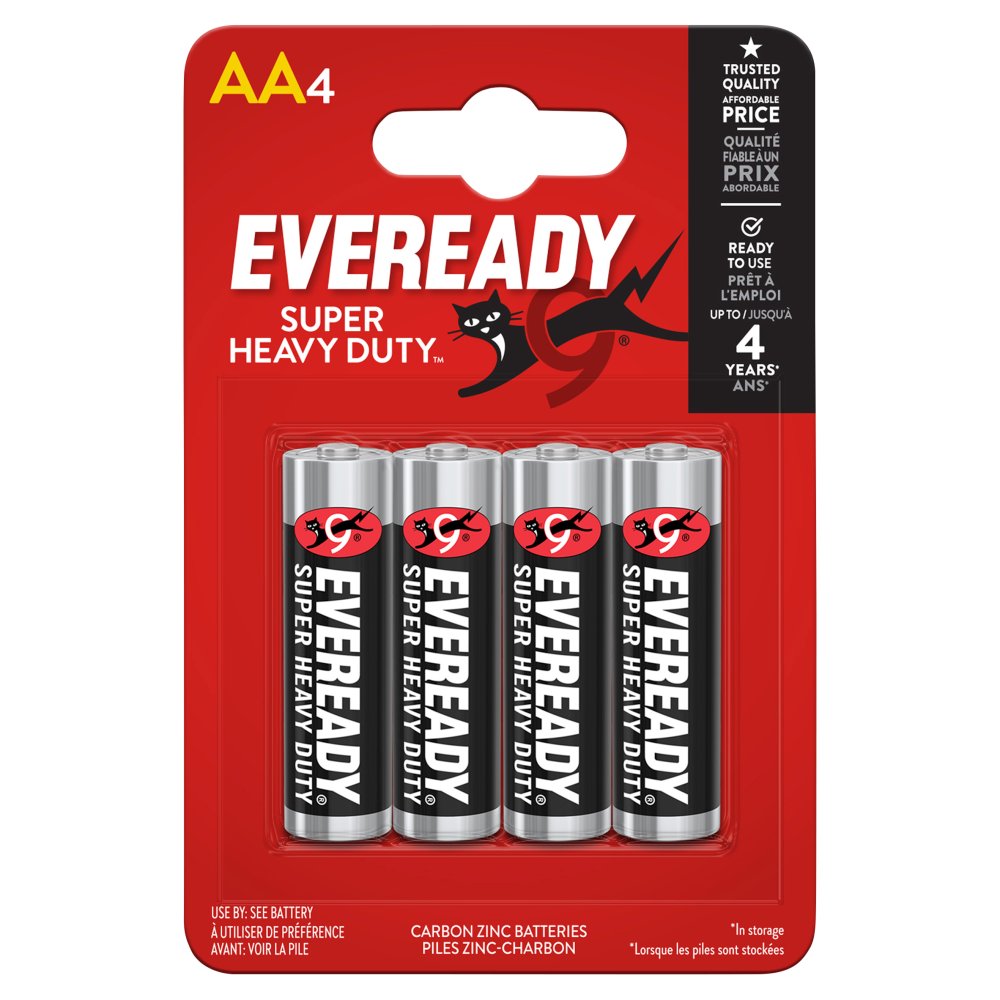 Eveready Super Heavy Duty AA Batteries 4 Pack
