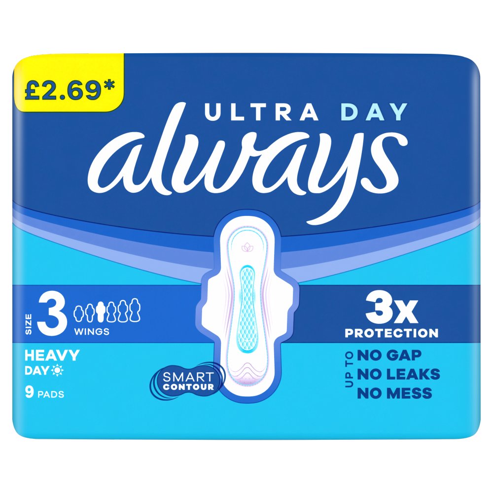 Always Ultra Day and Night Sanitary Towels with Wings 9pk