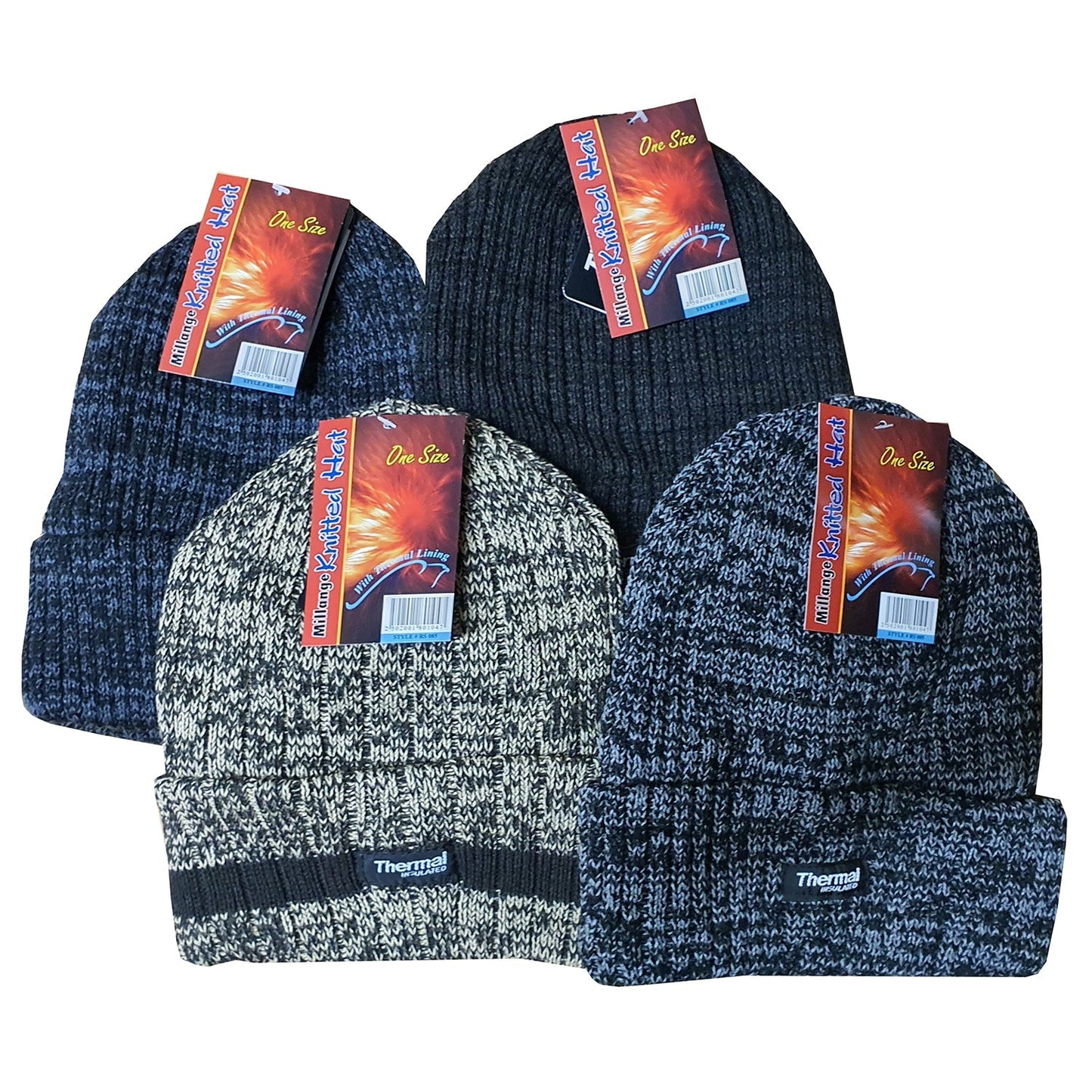 Mens Thermal Beanie Hat (Melange Colours) - One Size