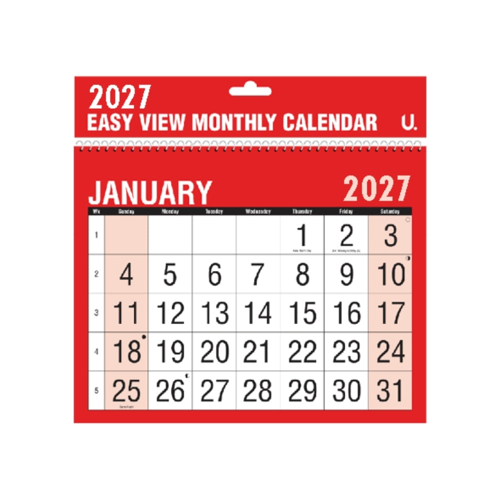 U. Red & Black Monthly Planner 2027