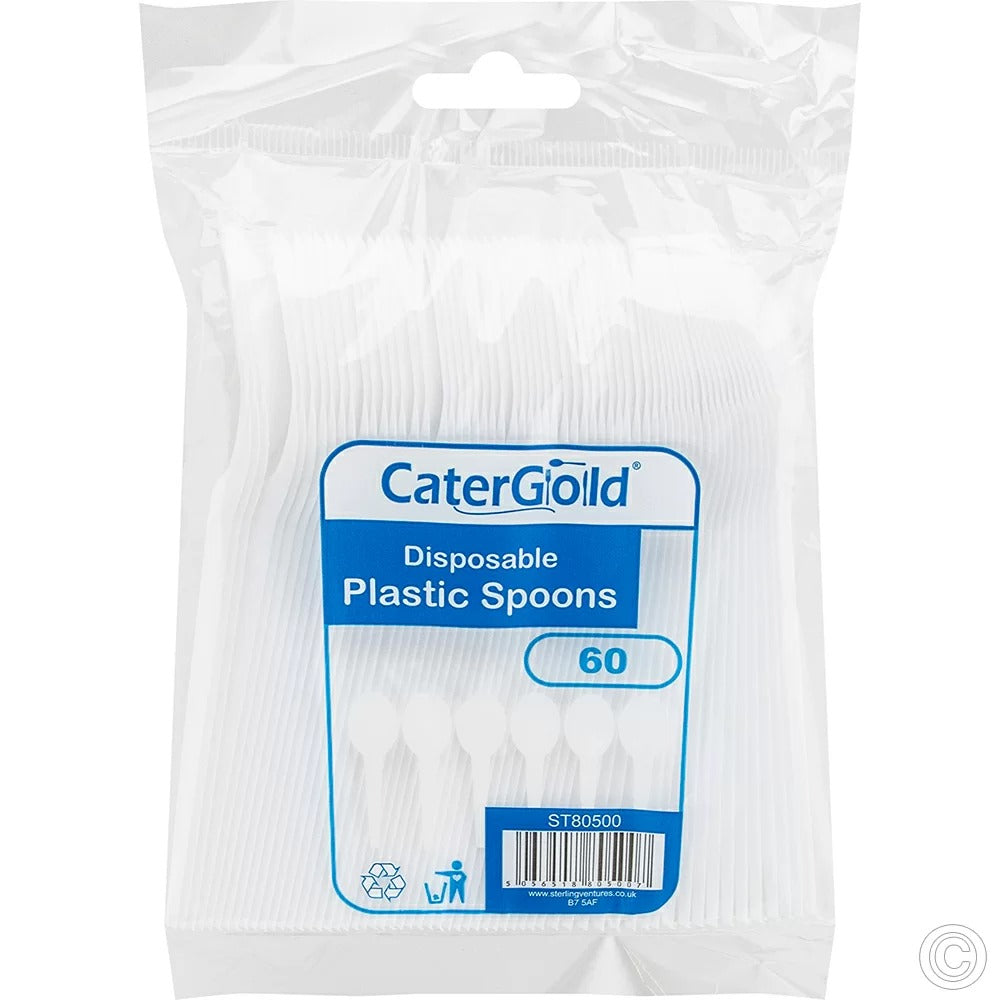 White Reusable Plastic Spoon 100pk
