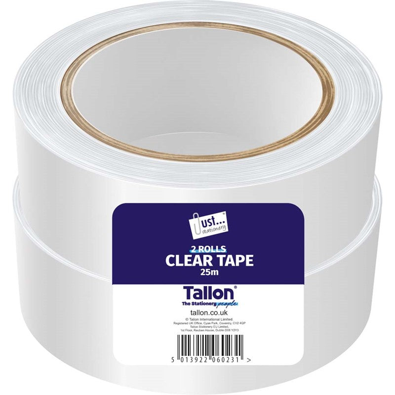 Just Stationery 2 x 25m Clear Tape
