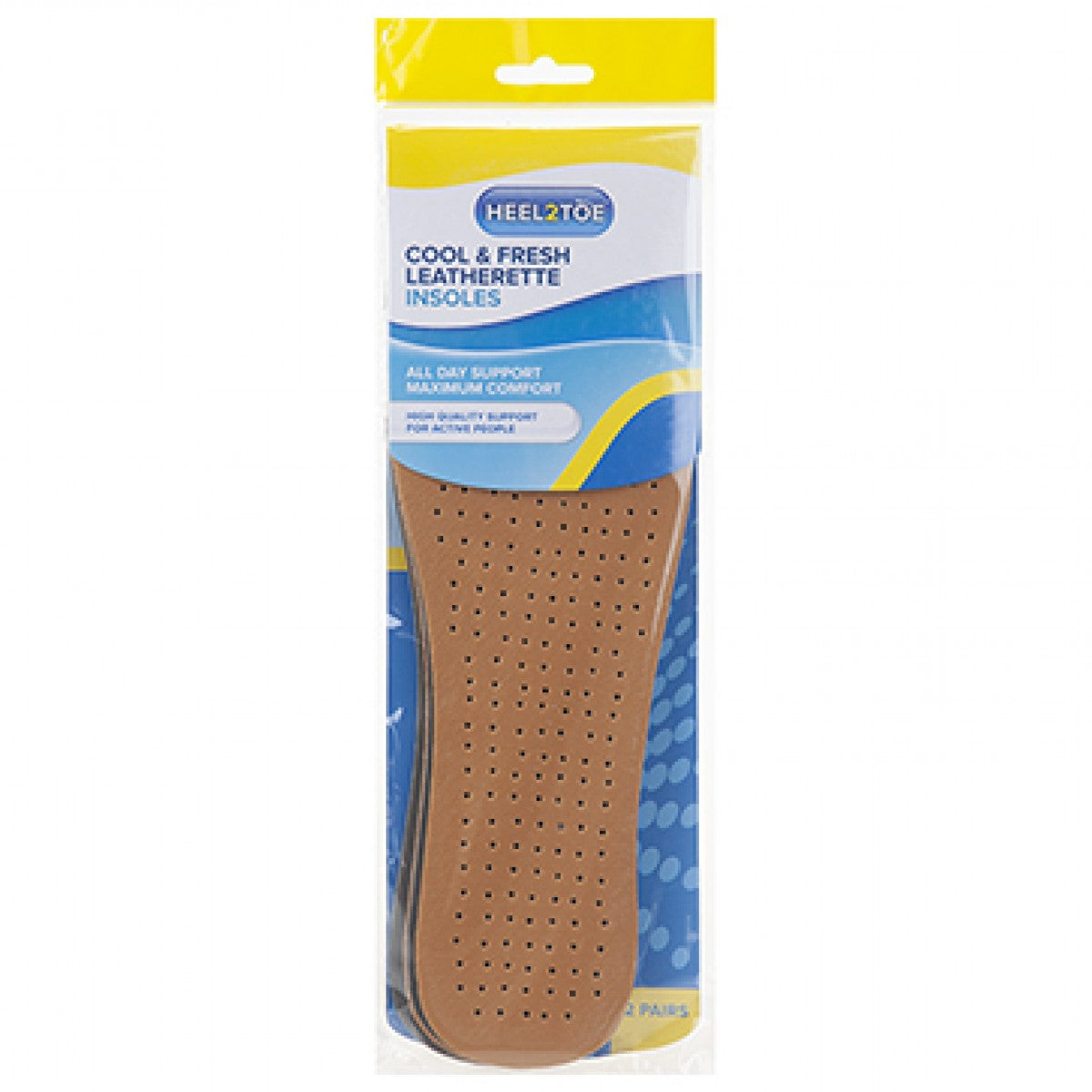 Heel2Toe Anti-Odour Cool and Fresh Leather Insoles 2 Pairs