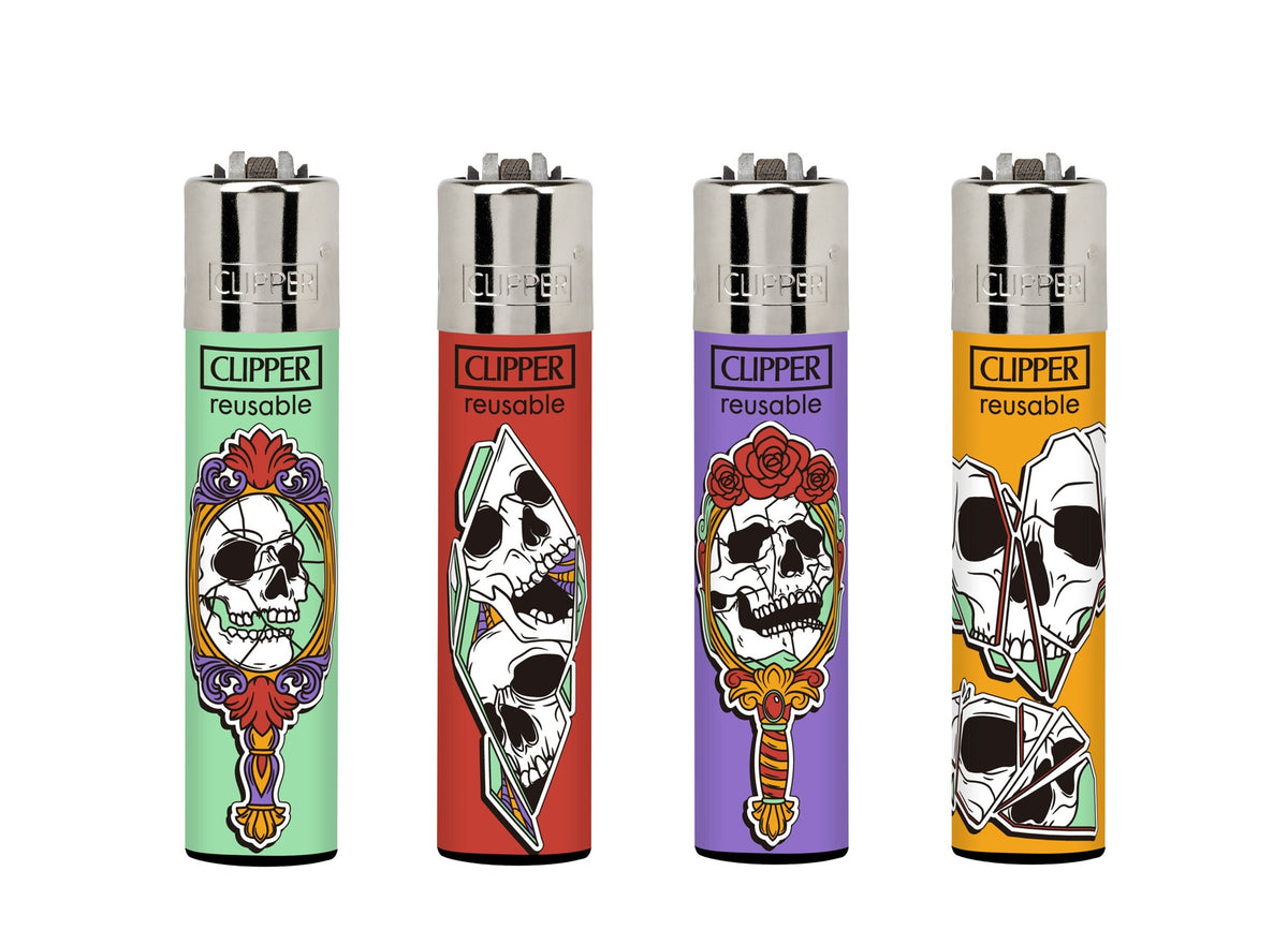 Clipper Lighter, Mirror Skulls Design