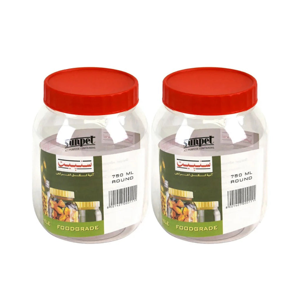 Plastic Food Storage Jars Containers 750ml 2pk