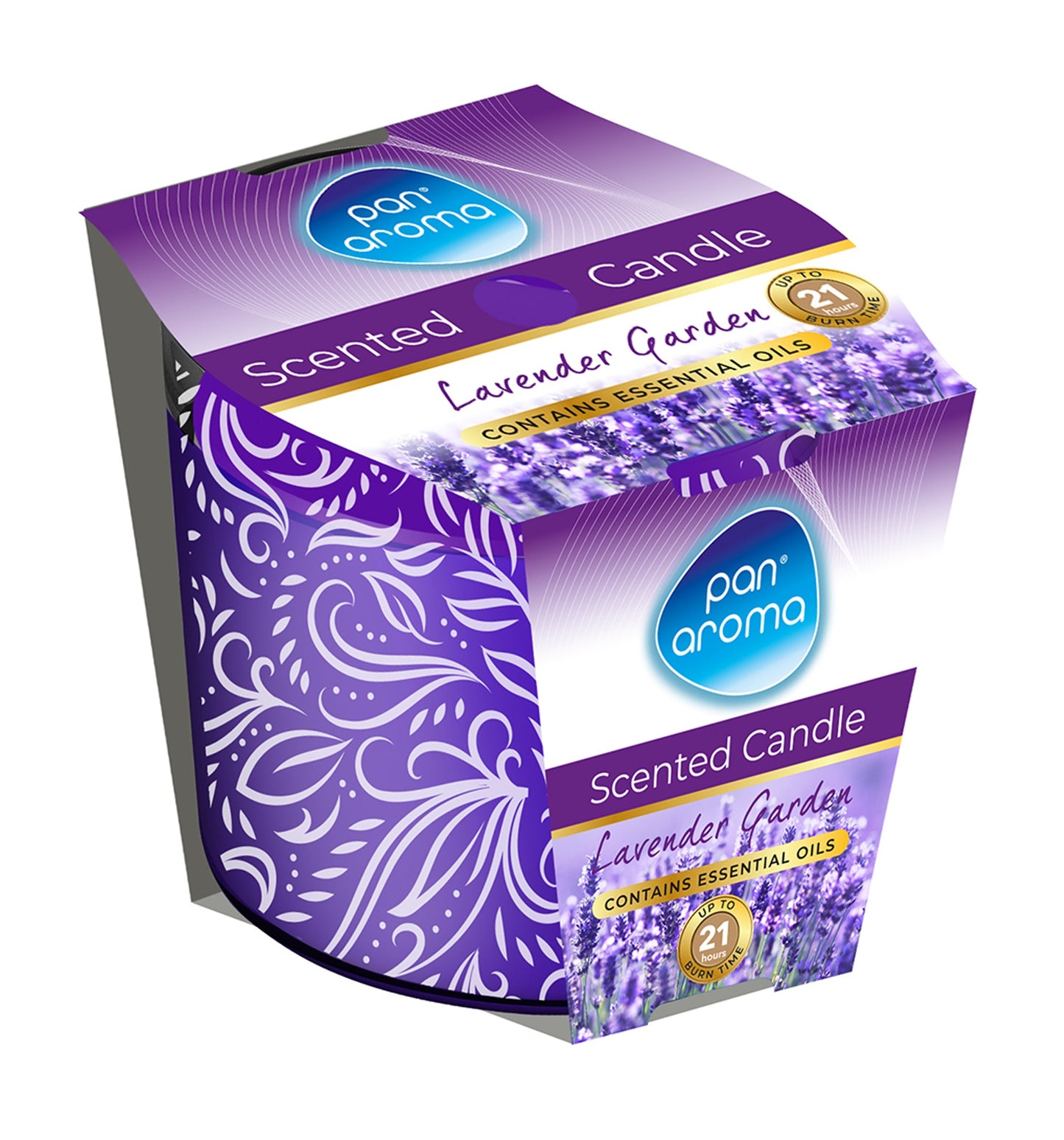 Printed Glass Candle Lavender Garden