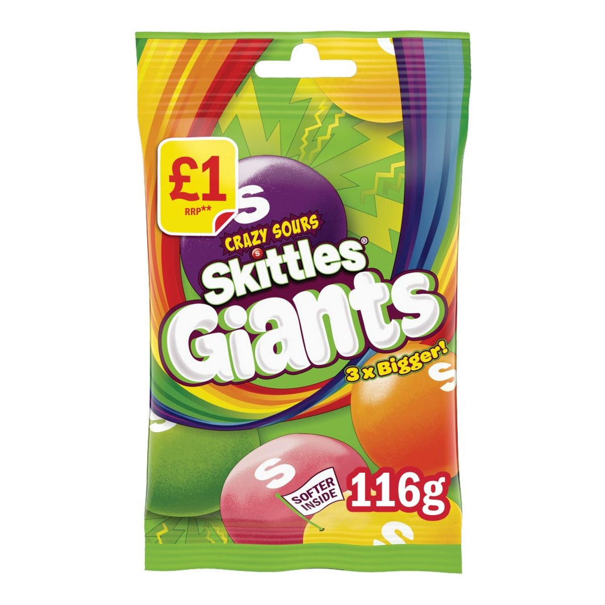 Skittles Giants Crazy Sours 116g bag