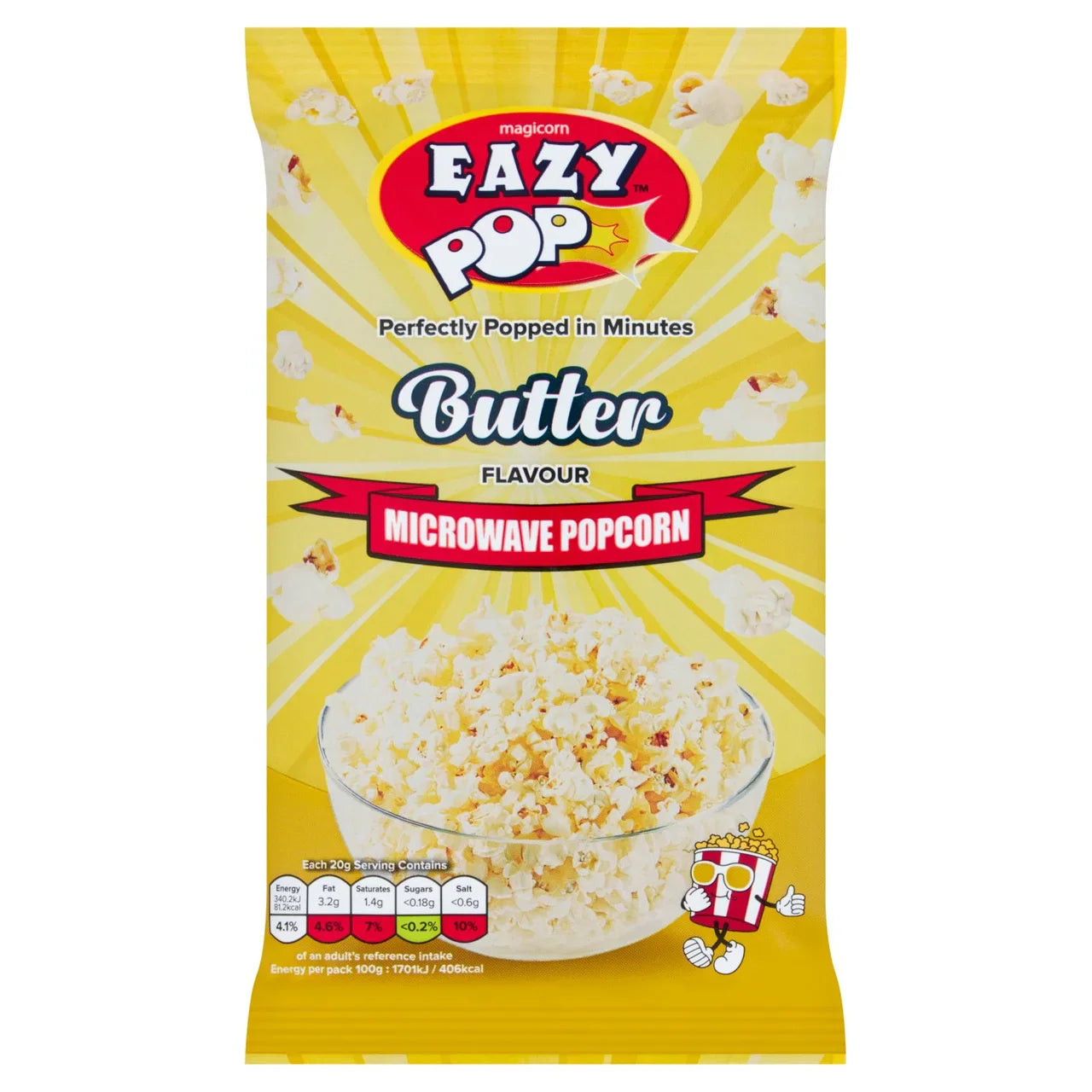 Eazy Pop Butter Microwave Popcorn 85g – Butter Flavour Snack