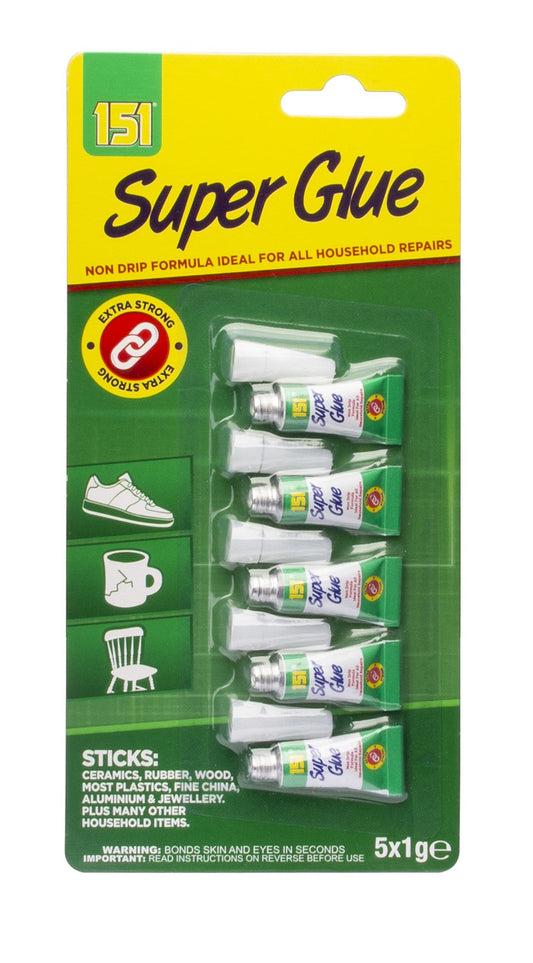 151 Super Glue 5 Pack 1g Tubes