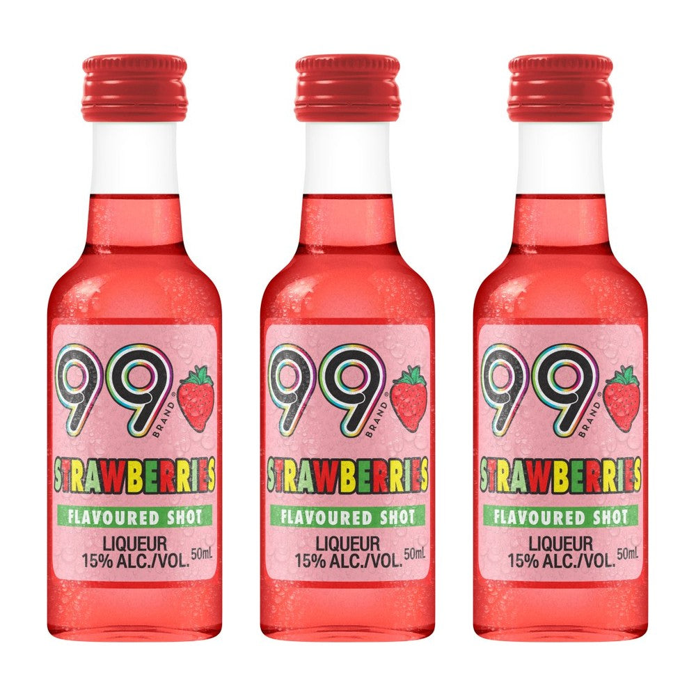 99 Brand Strawberries Liqueur 5cl Shot, Pack of 3