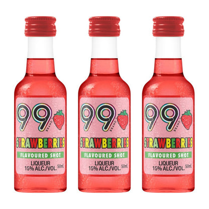 99 Brand Strawberries Liqueur 5cl Shot, Pack of 3