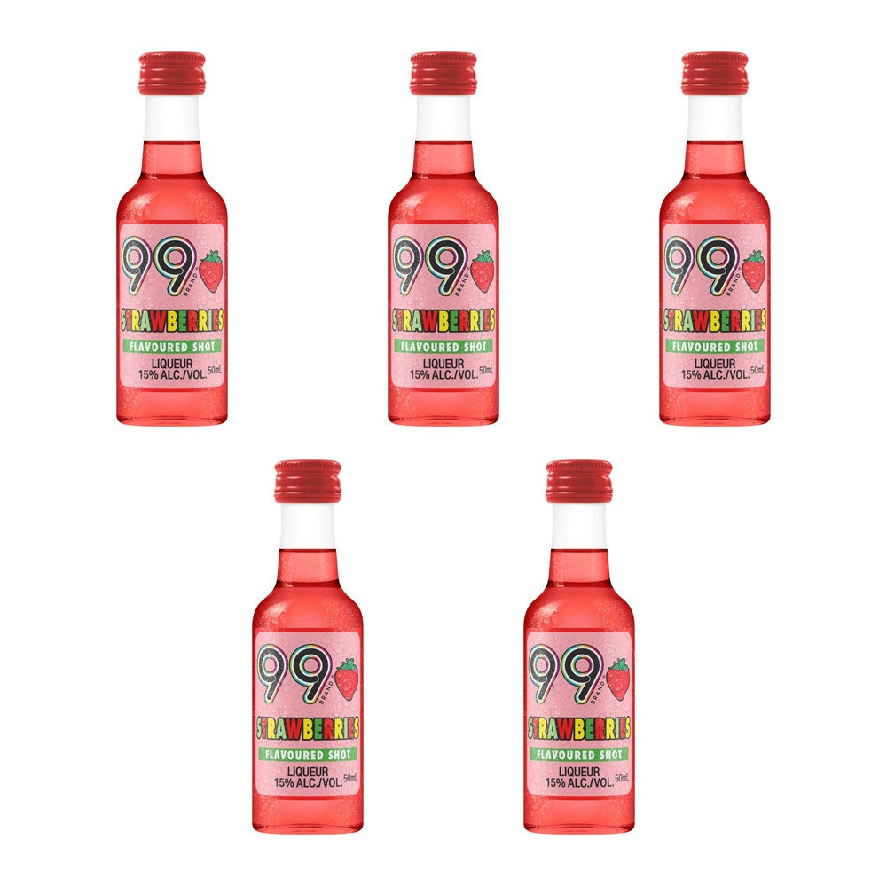 99 Brand Strawberries Liqueur 5cl Shot, Pack of 5