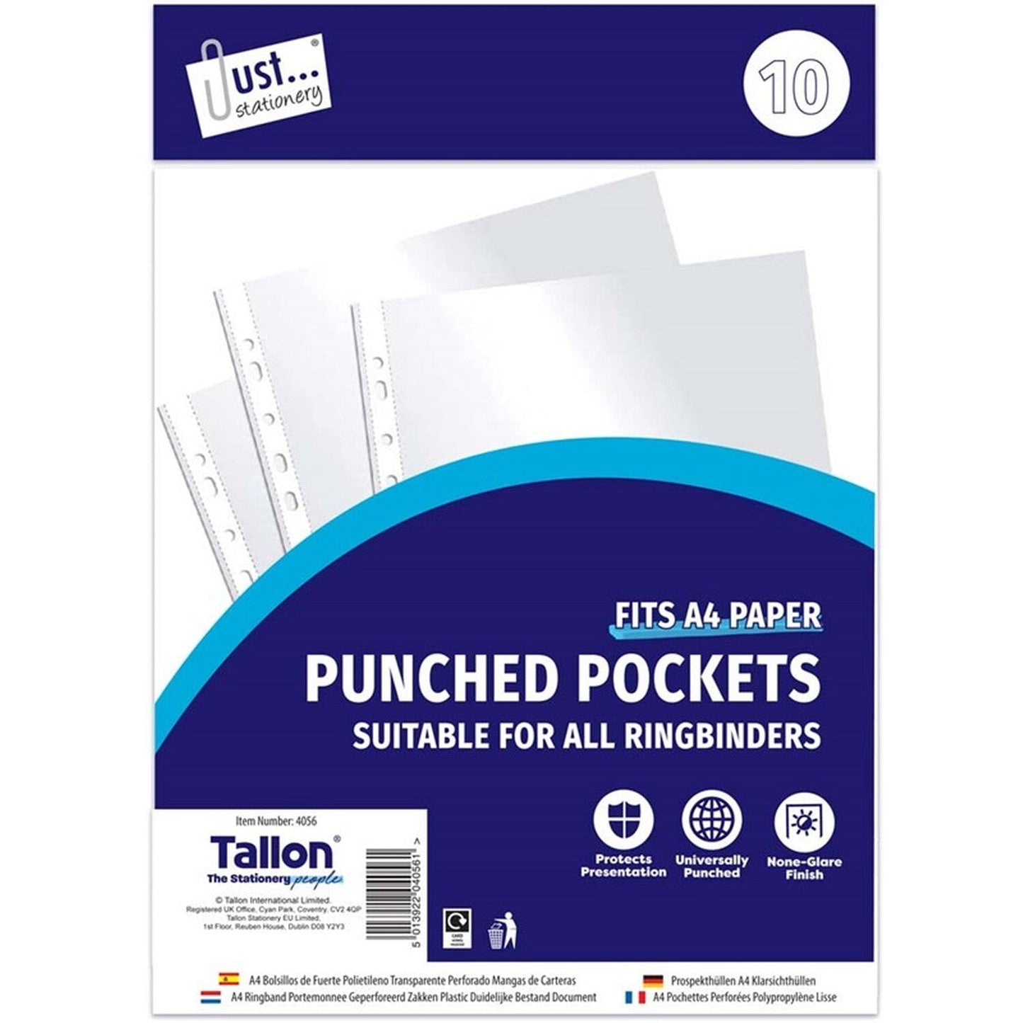 10 Clear Plastic Punched Pockets