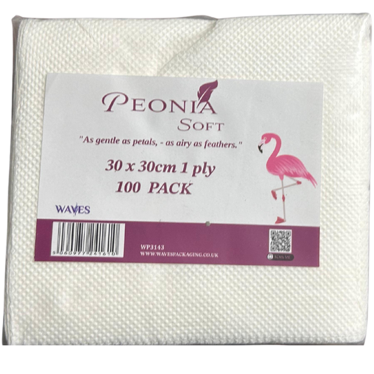 30x30cm Paper Napkin 1 Ply 100 Pack