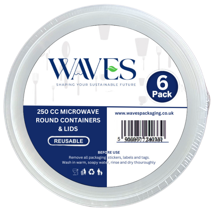 250ml Round Microwave Containers & Lids 6 Pack