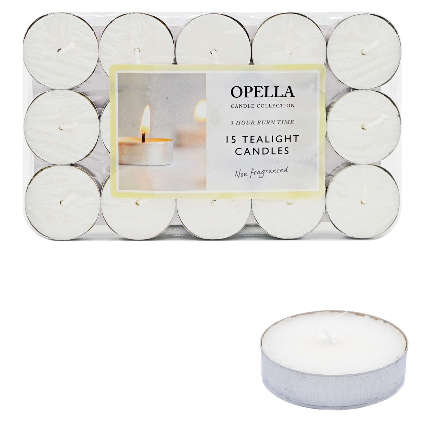 Opella Non-Fragranced Tealight Candles 15pk