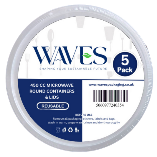 450ml Round Microwave Containers & Lids 5 Pack