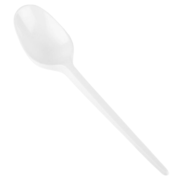 White Reusable Dessert Spoons 80 Pack