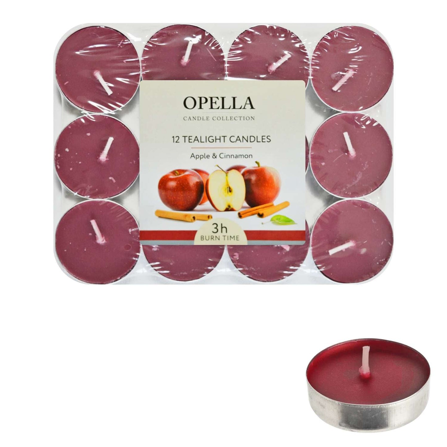 Opella Apple & Cinnamon Scented Tealight Candles 12pk
