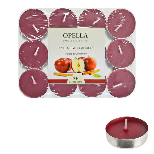 Opella Apple & Cinnamon Scented Tealight Candles 12pk