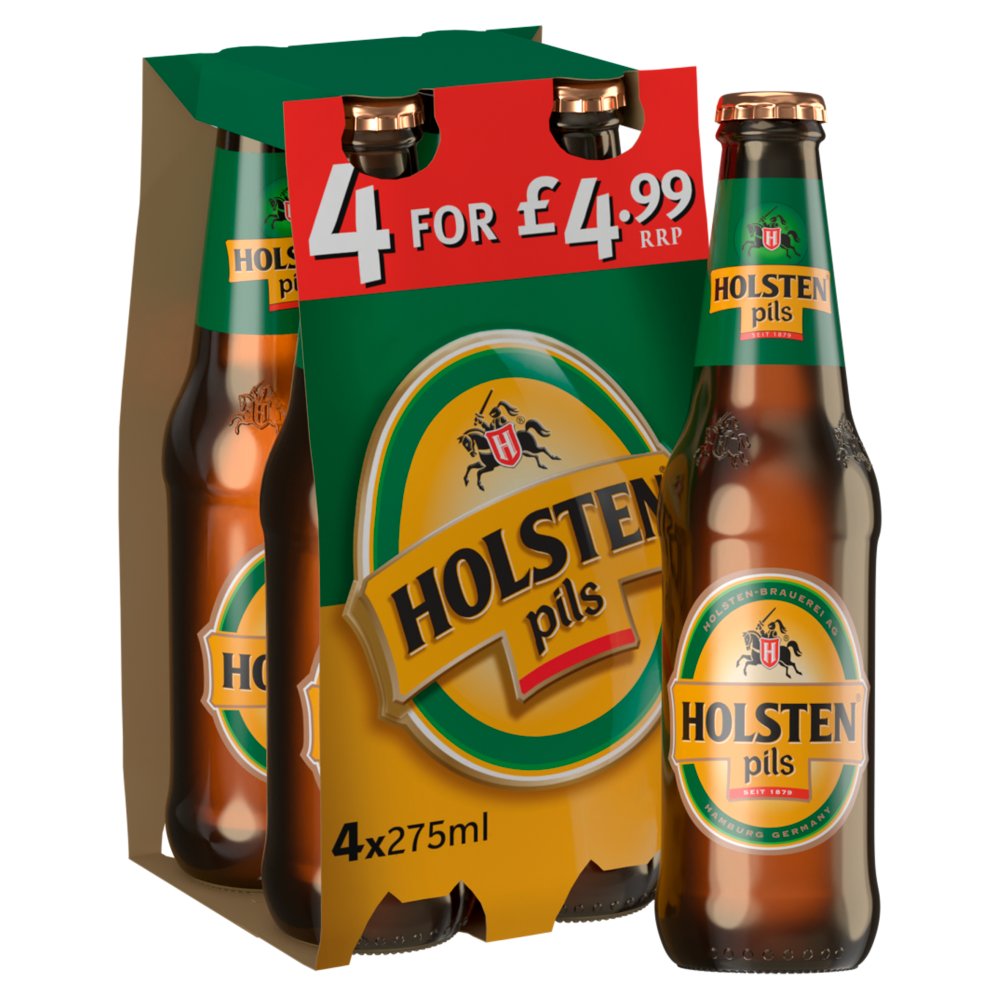 Holsten Pils Lager Beer 4 x 275ml Bottle PMP £4.99