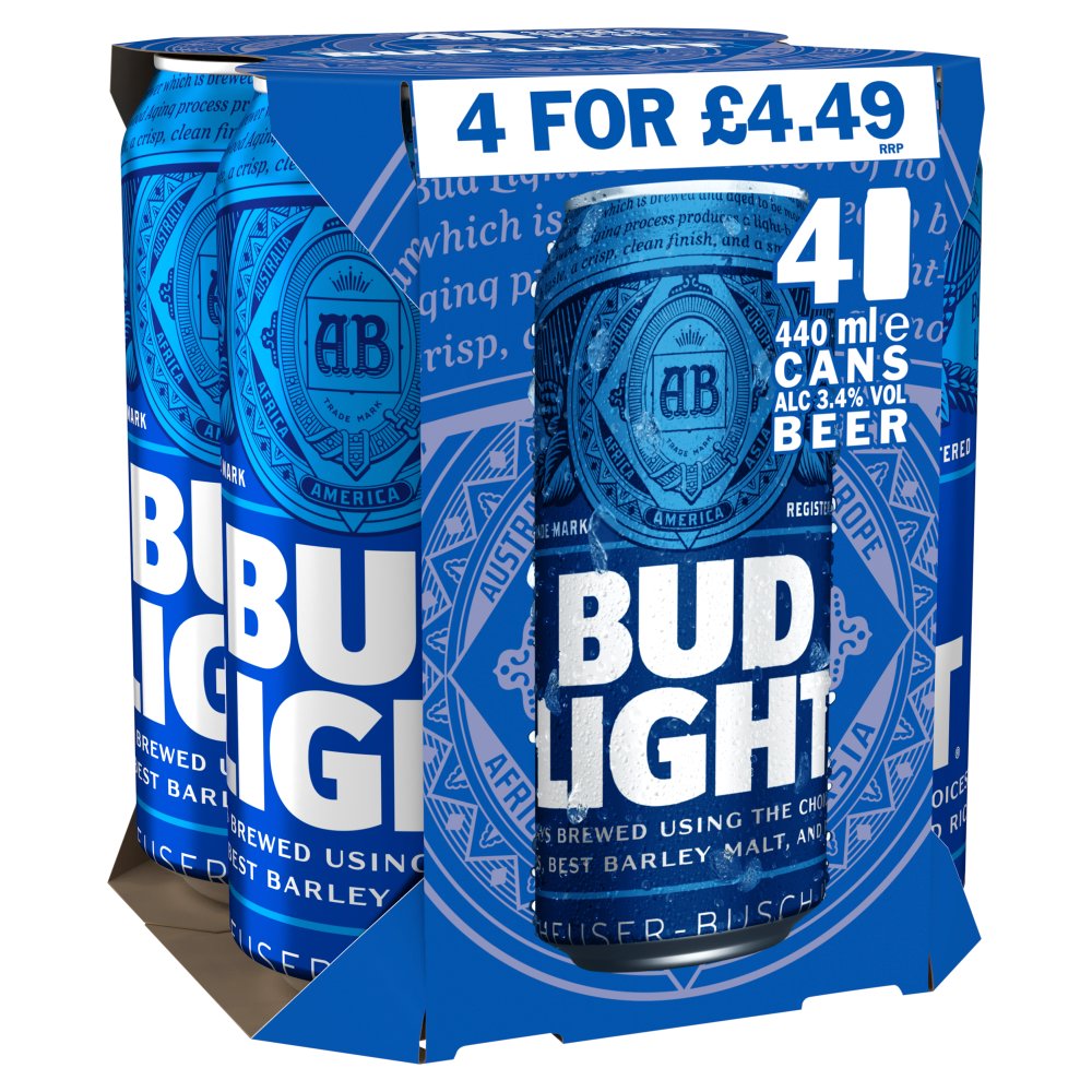 Bud Light Lager Beer Cans 440ml