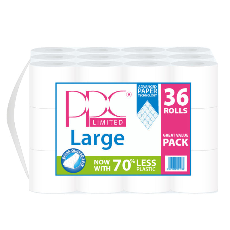 PPC Large White Toilet Rolls 2ply 2 x 36pk
