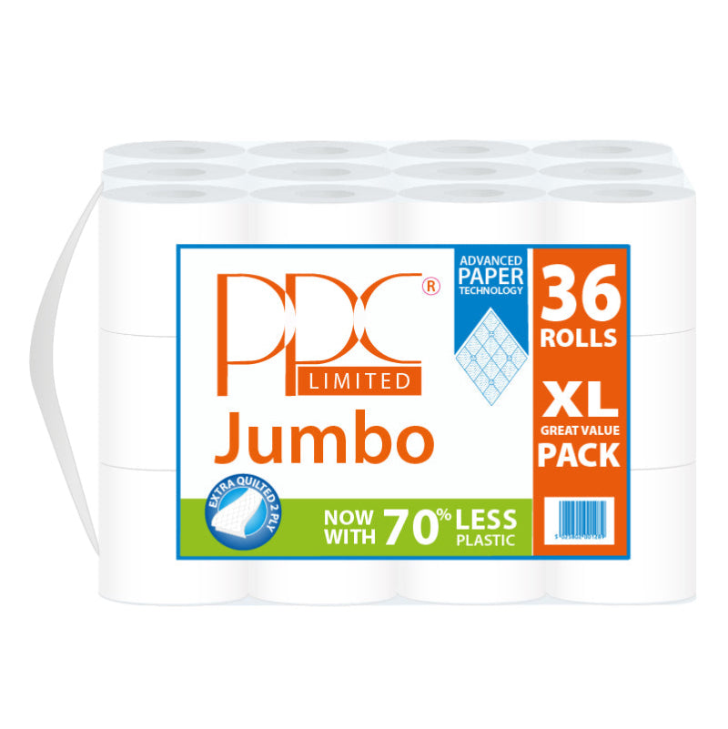 PPC Jumbo White Toilet Rolls 2ply 2 x 36pk