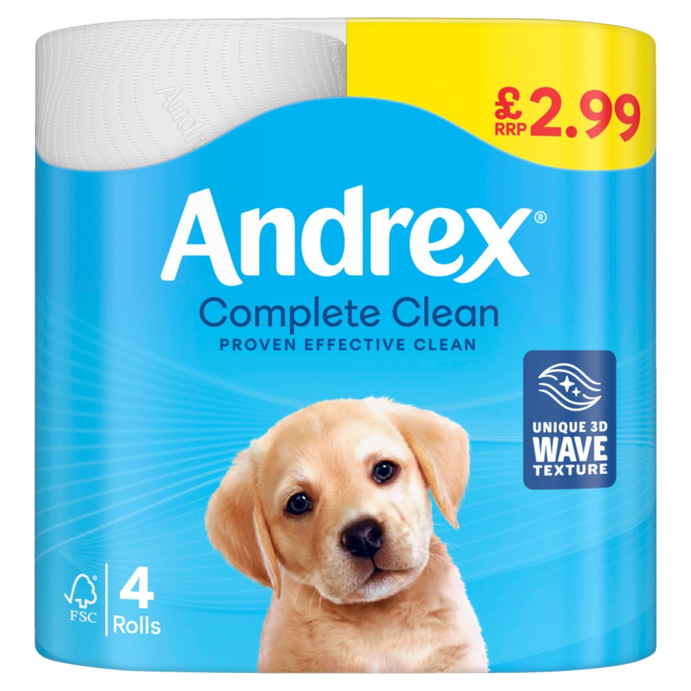 Andrex Complete Clean Toilet Rolls 4 Pack