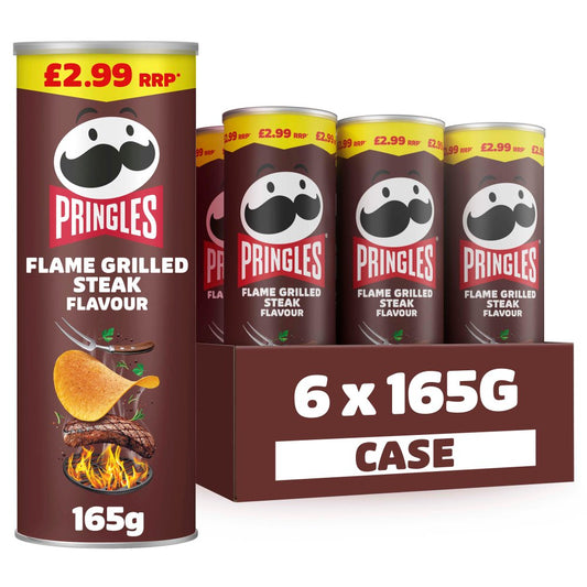 Flame Grilled Steak Pringles (6x165g) - Savory Steak Flavor