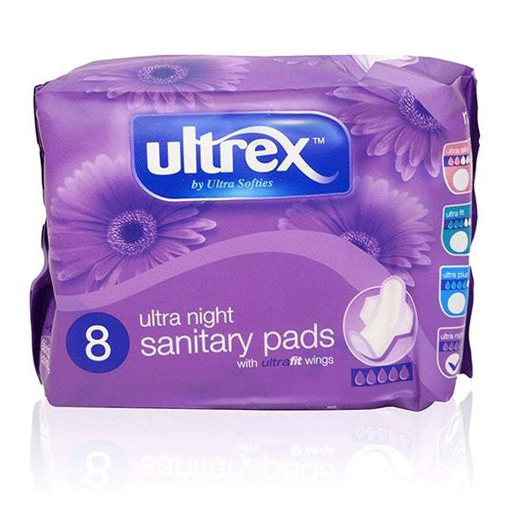 Ultrex Sanitary Pads Ultra Night 12x8pk