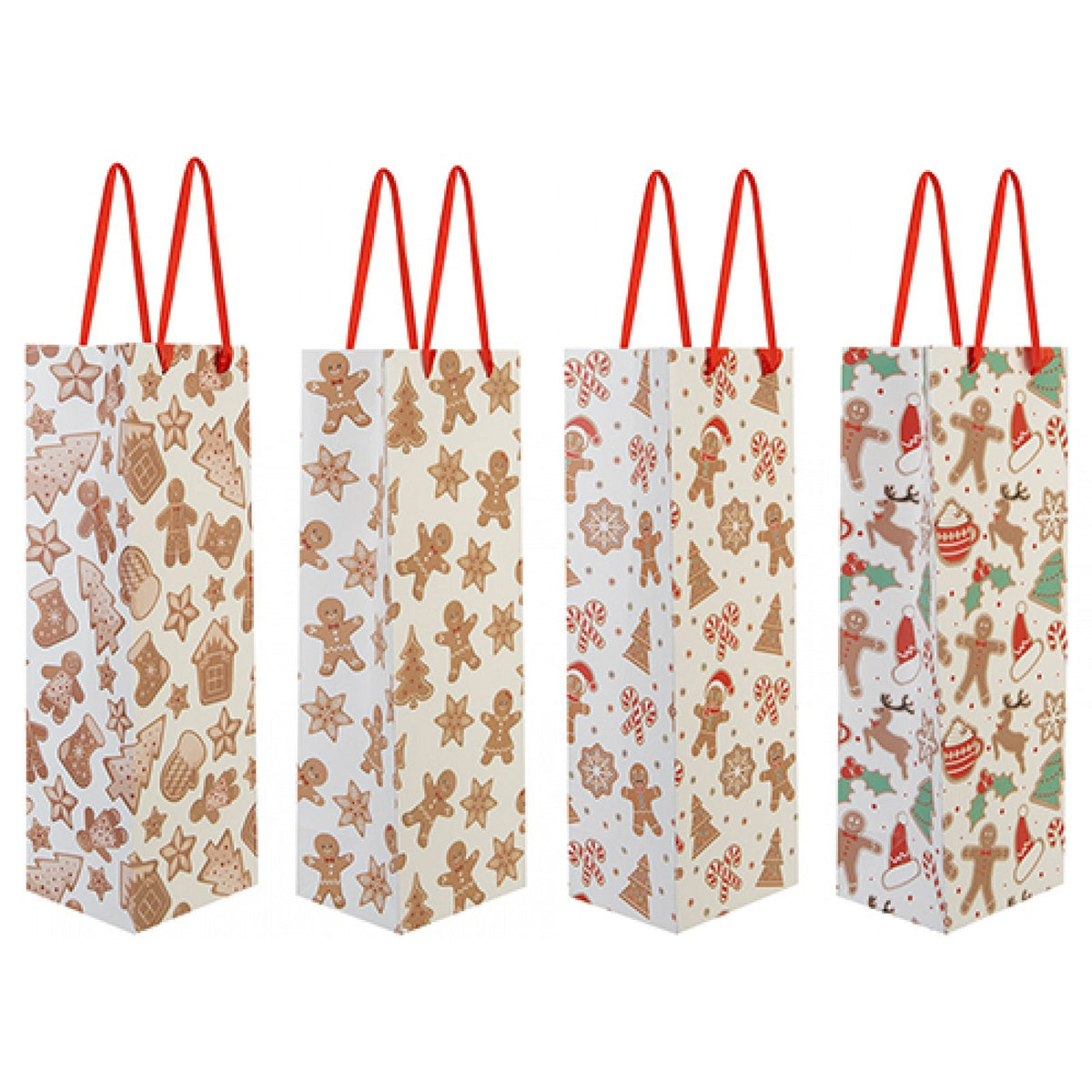 Flocked Gingerbread Christmas Gift Bag (Assorted Designs)