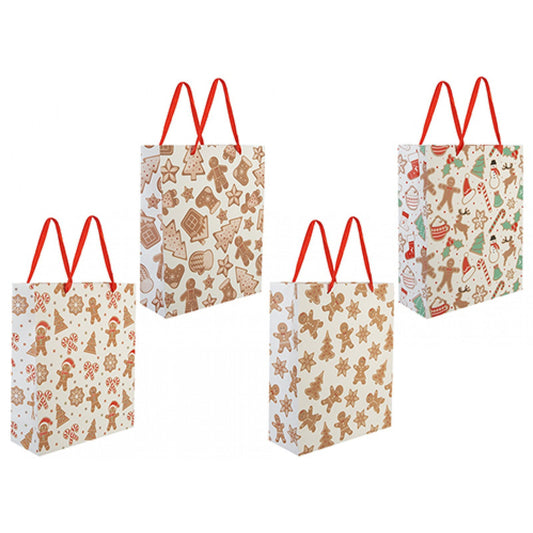 Flocked Gingerbread Christmas Gift Bag