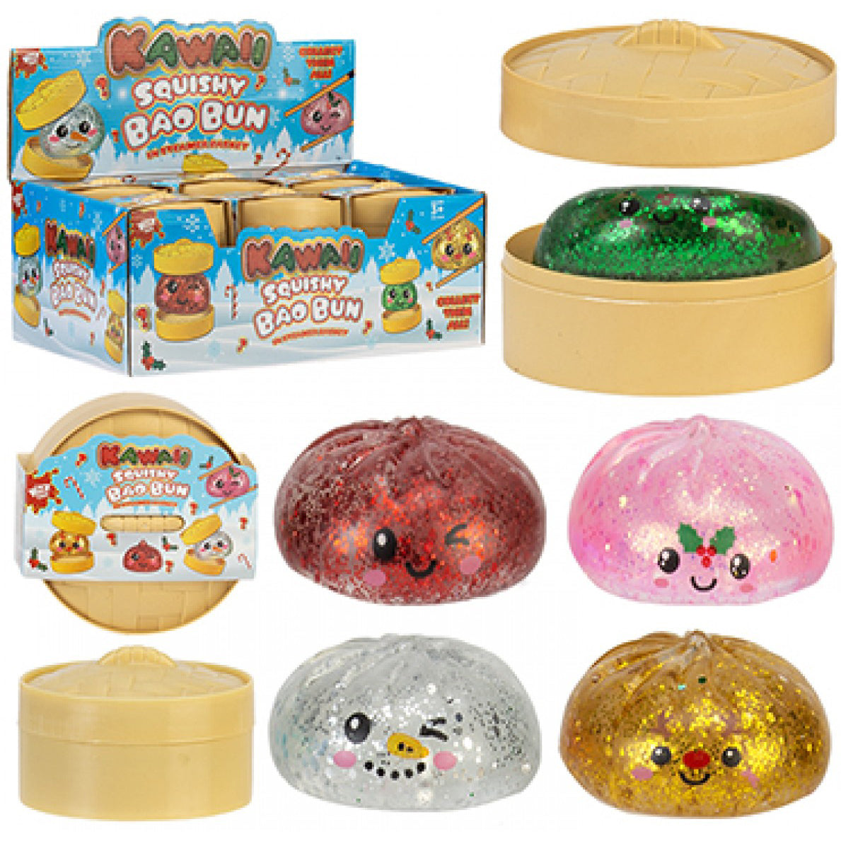 Christmas Glitter Maltose Dumpling Squishy 8.5cm (Assorted)