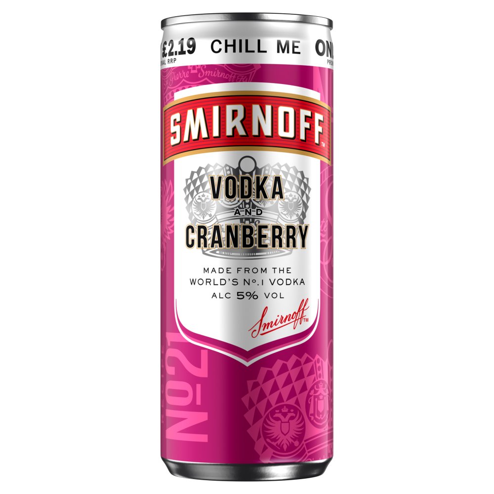 Smirnoff Vodka & Cranberry 12 x 250ml PM£2.19