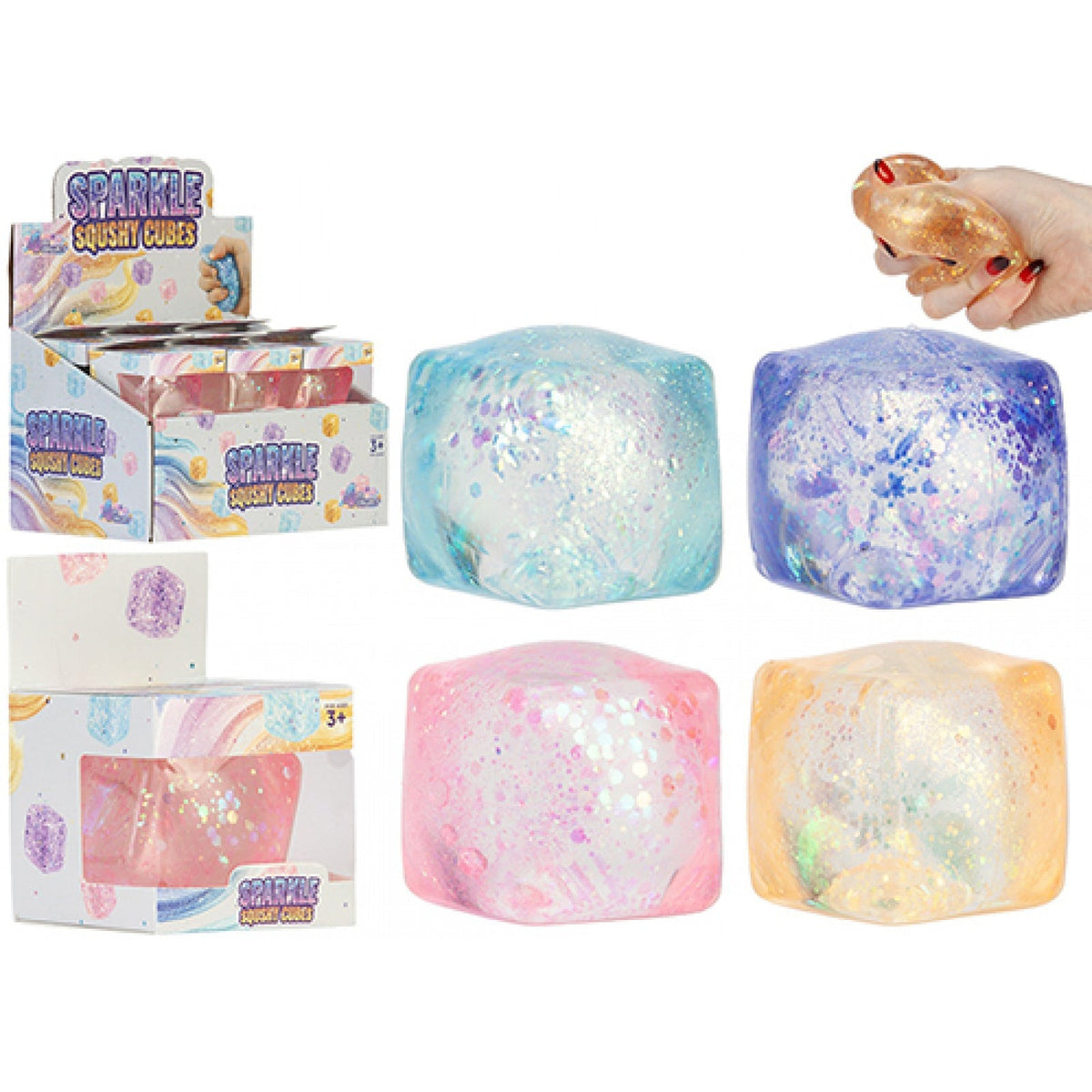 Glitter Maltose Squishy Cube 5cm (Assorted)