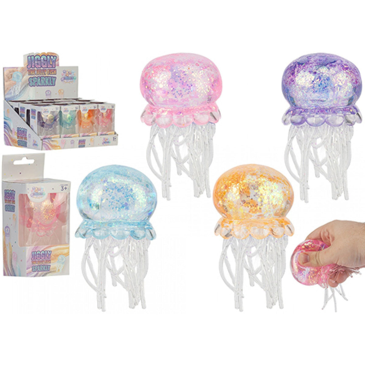 Glitter Jellyfish Maltose Squishy 10 x 6cm (Assorted)