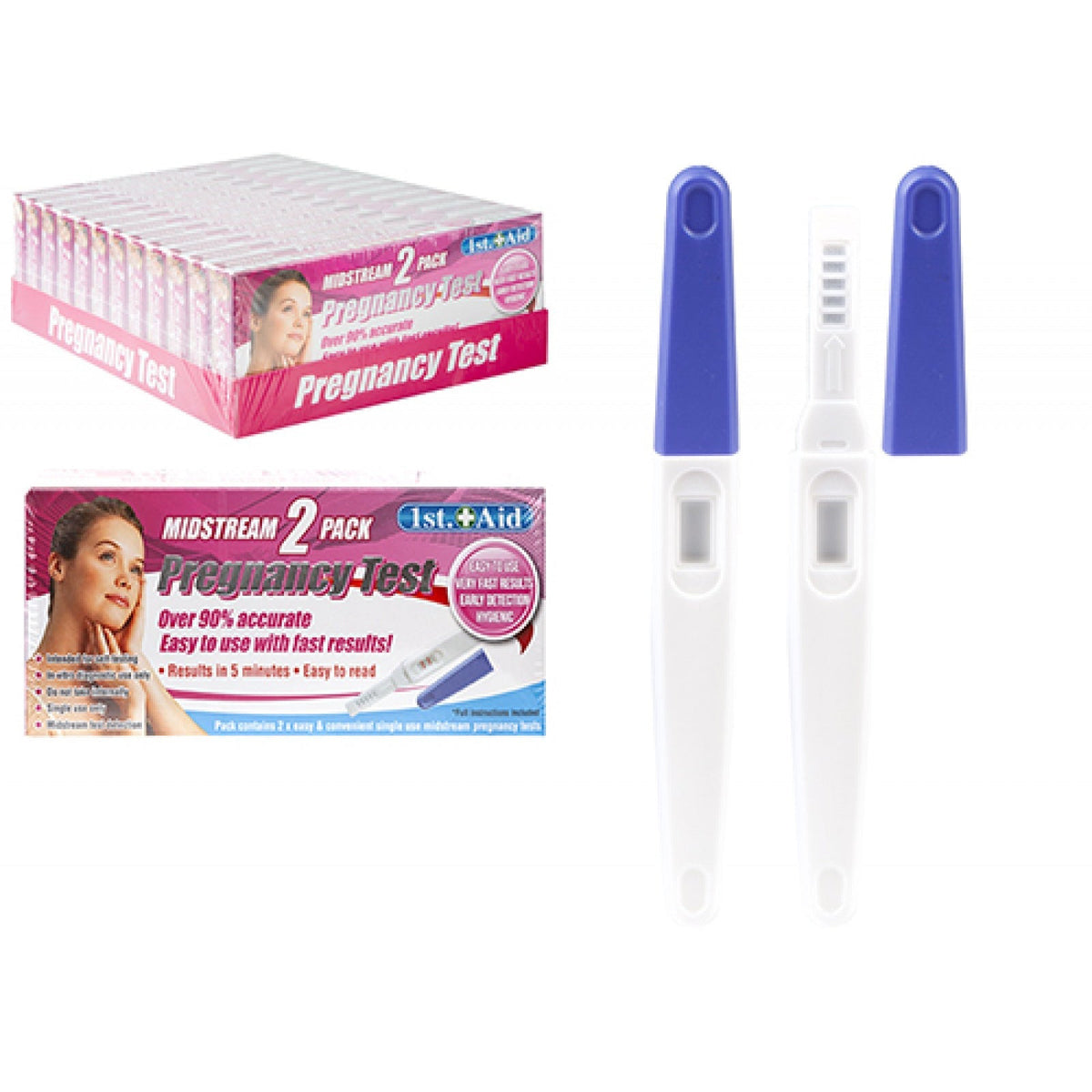 1st Aid Deluxe Midstream Pregnancy Test Twin Pack