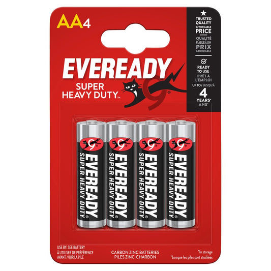 Eveready Super Heavy Duty AA Batteries 4 Pack