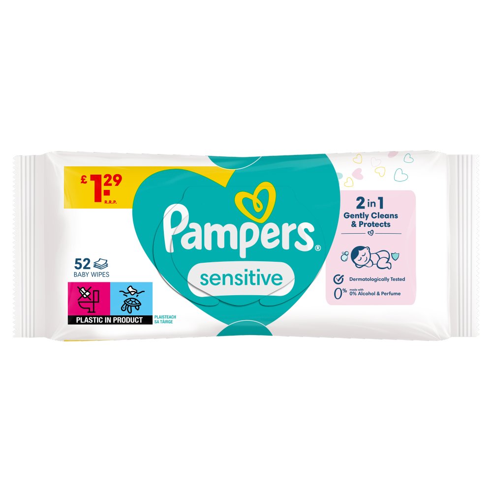 Pampers Sensitive Baby Wipes 12 x 52pk PM£1.29