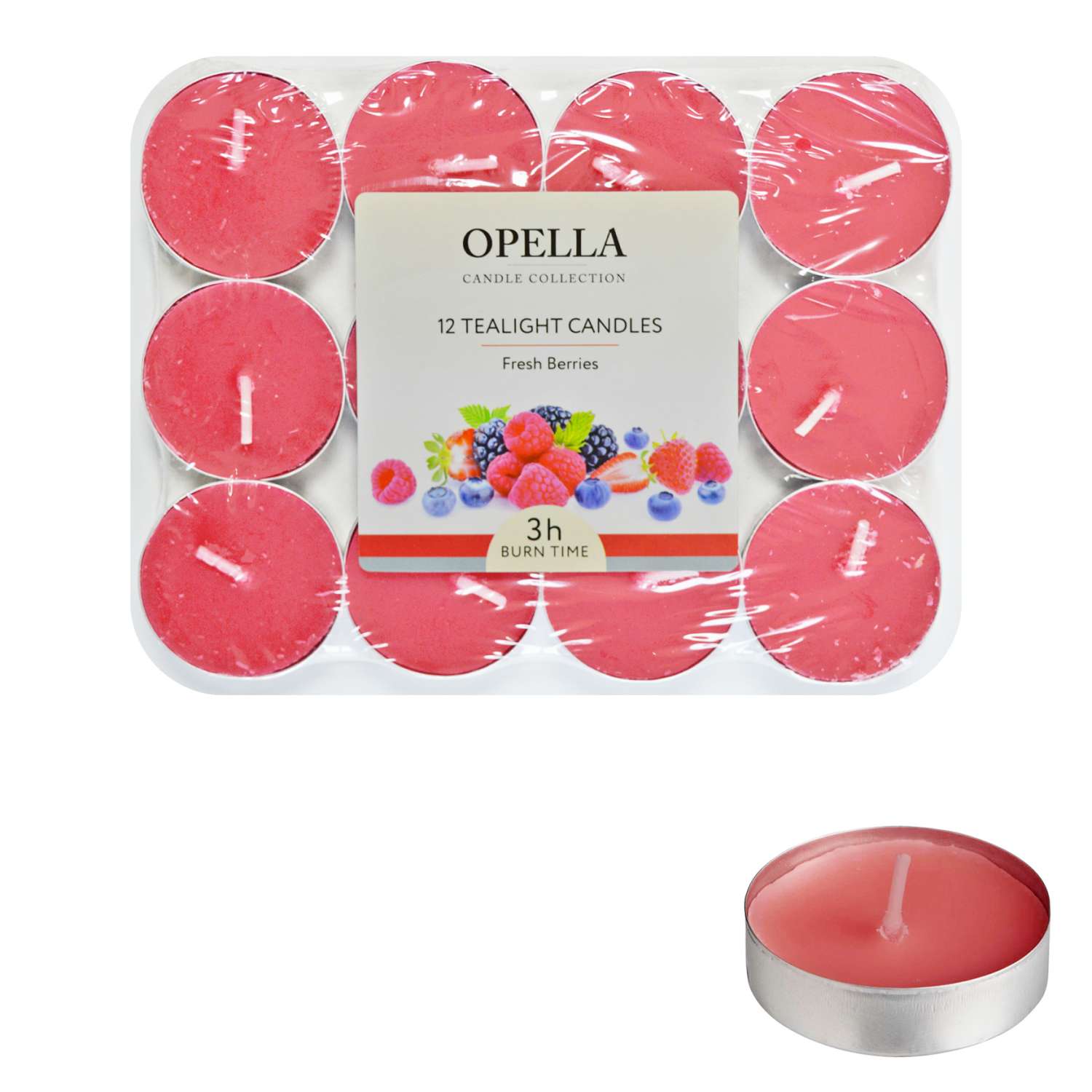 Opella Fresh Berries Scented Tealight Candles 12pk