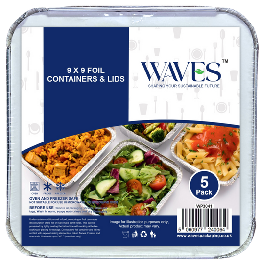 9x9 Foil Containers and Lids 5 Pack