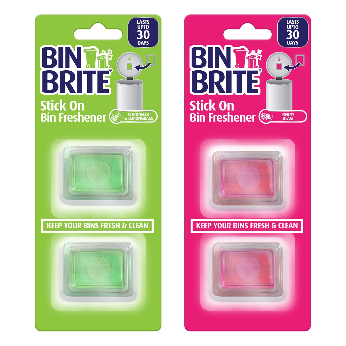 Bin Brite Stick On Bin Freshener 2pk Berry Blast & Citronella Lemongrass