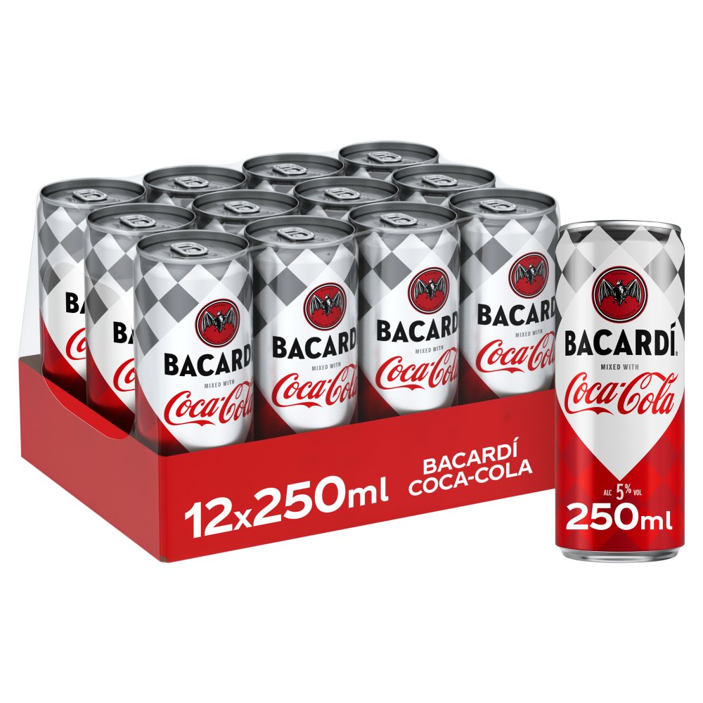 Bacardi & Coca-Cola Pre Mixed Can 250ml – Ready to Drink Rum & Cola