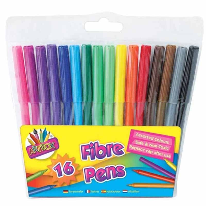 16 Fine Tip Colouring Pens by Artbox